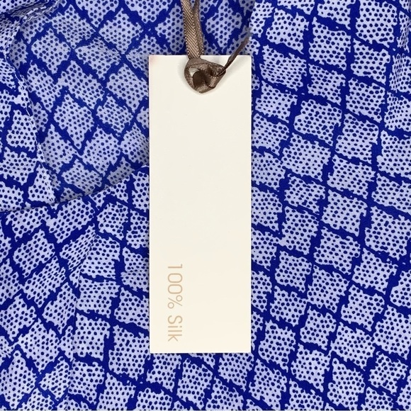 Small NEW Silk Cynthia Rowley Blue White Sleeveless Blouse Lightweight Boho - Picture 8 of 11